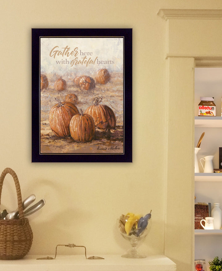 Gather Here With Grateful Hearts 3 Black Framed Print Wall Art