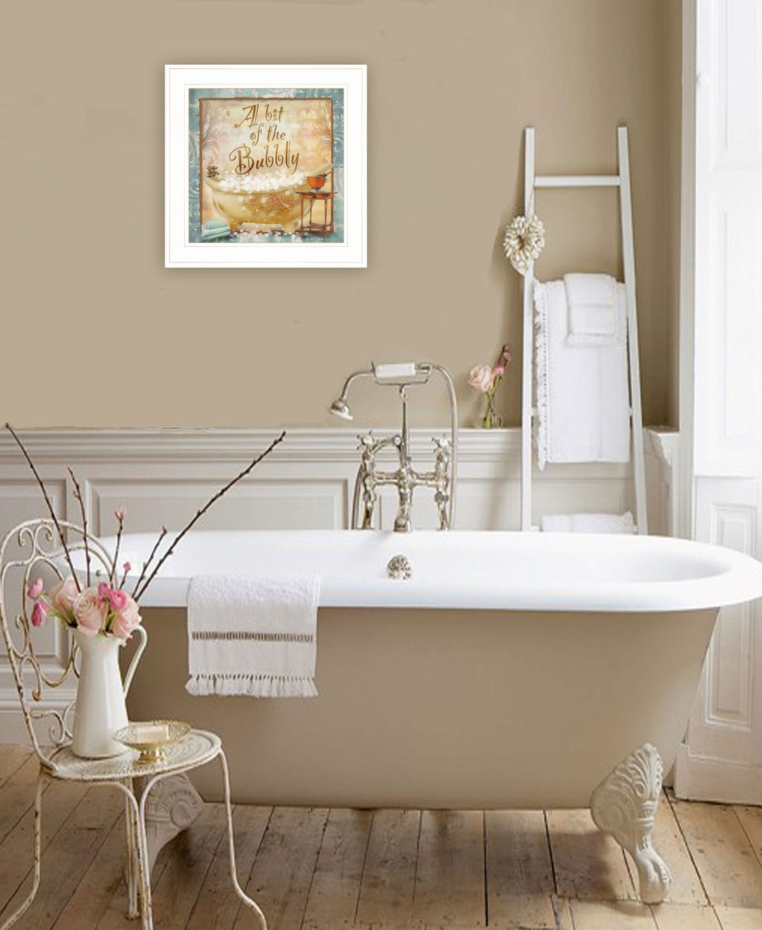 A Bit of Bubbly 1 White Framed Print Bathroom Wall Art