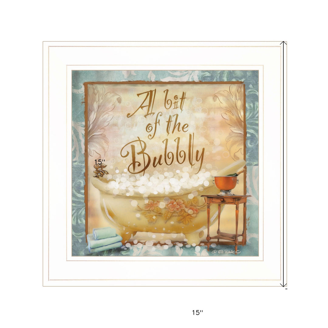 A Bit of Bubbly 1 White Framed Print Bathroom Wall Art