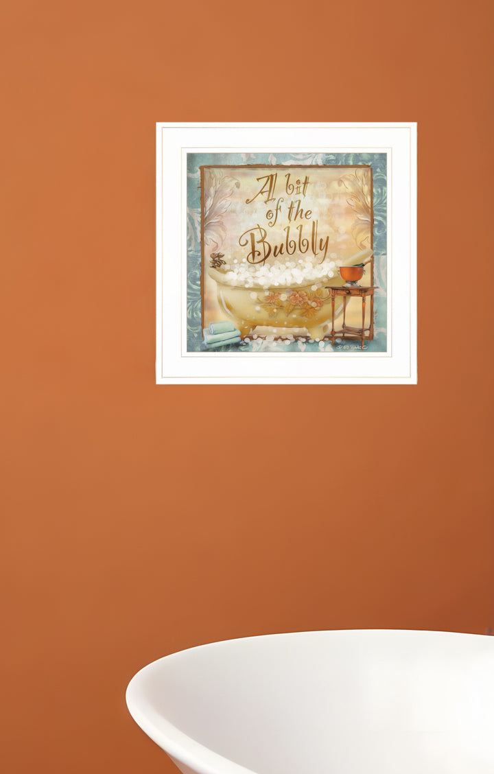 A Bit of Bubbly 1 White Framed Print Bathroom Wall Art