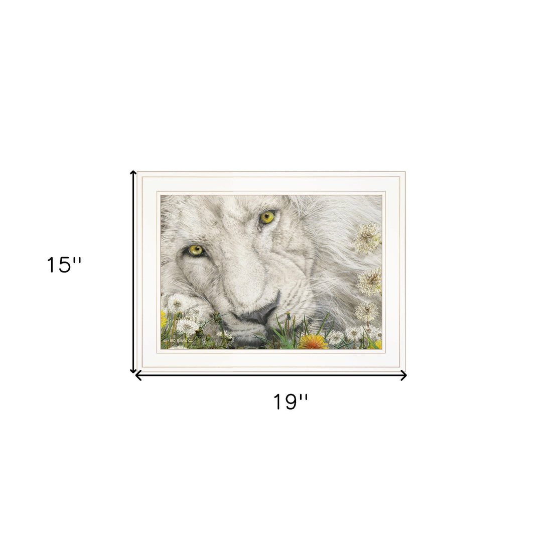 Dandy Lion 2 White Framed Print Wall Art