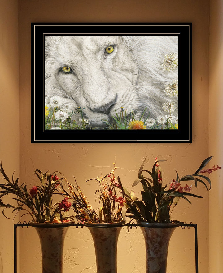 Dandy Lion 3 Black Framed Print Wall Art