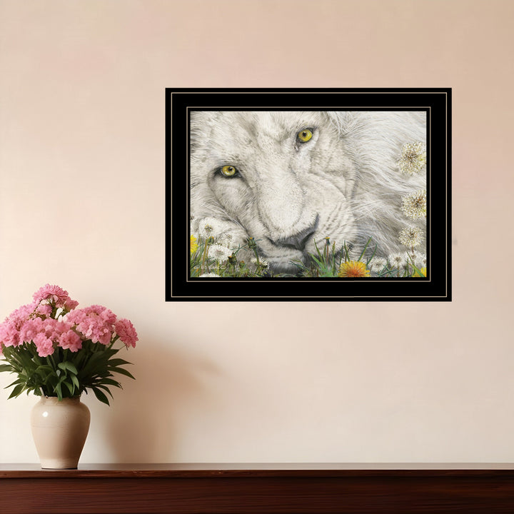 Dandy Lion 3 Black Framed Print Wall Art