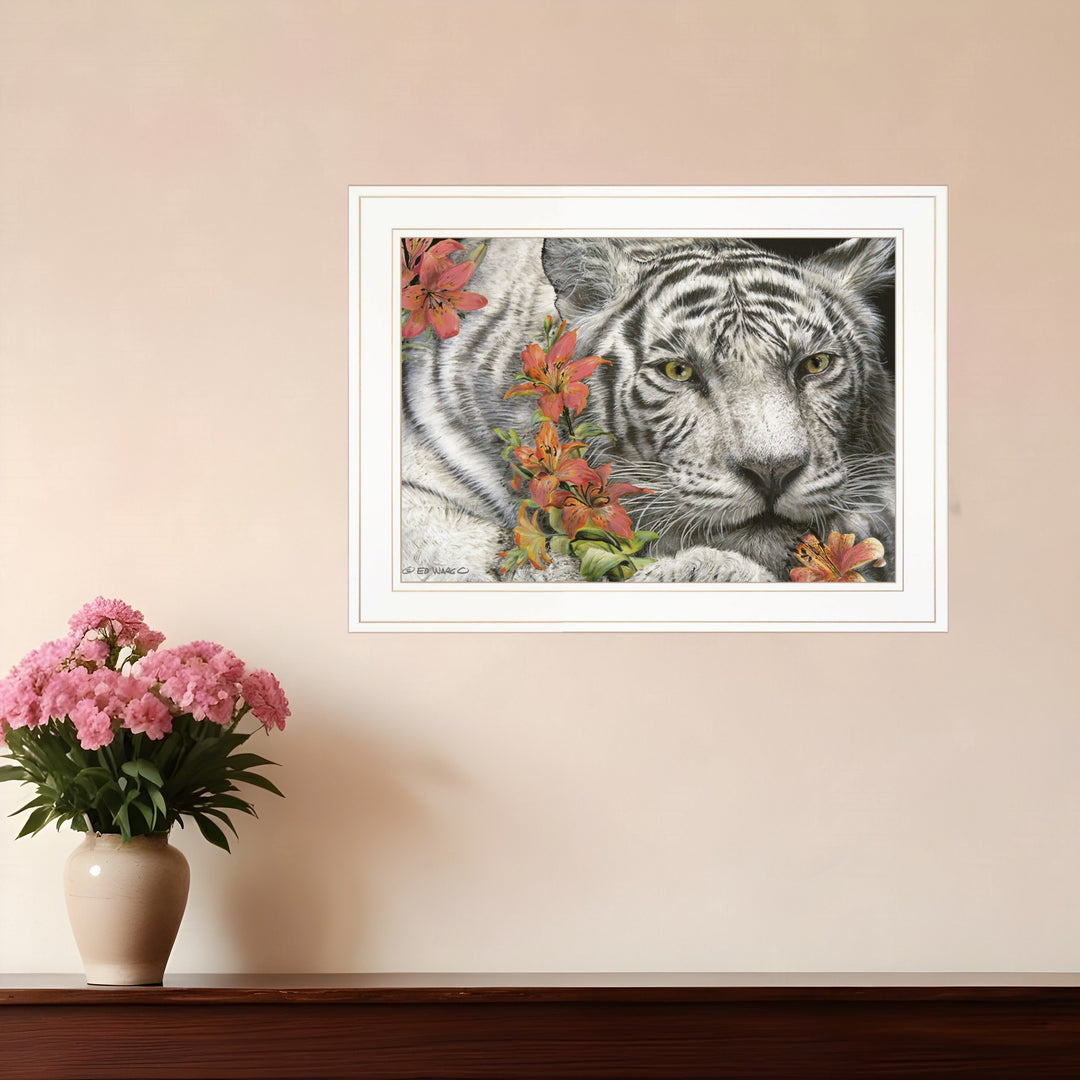 Tiger Lily 2 White Framed Print Wall Art