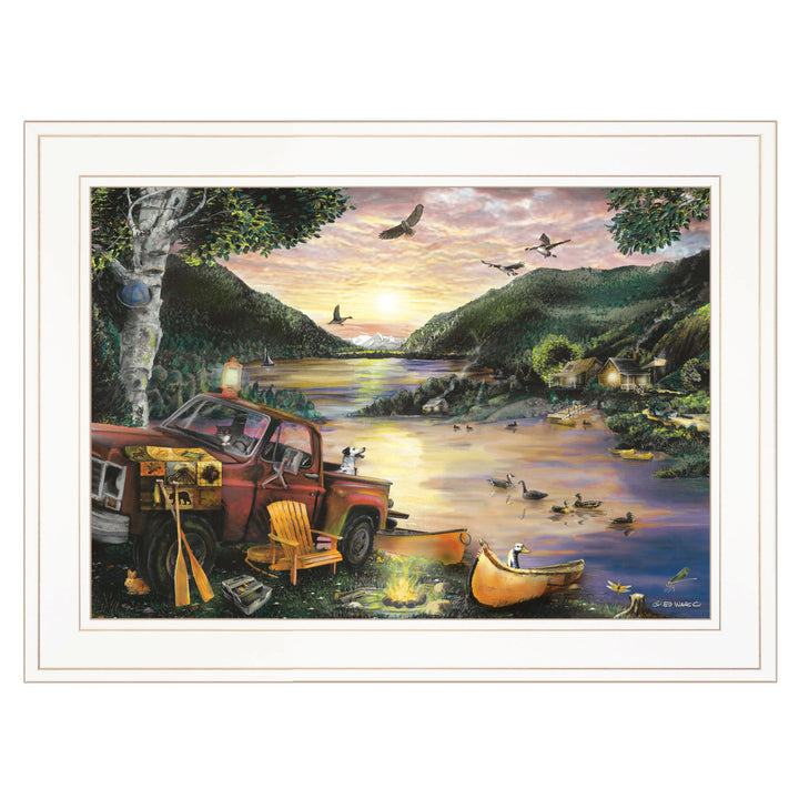 Lakefront Camping I 2 White Framed Print Wall Art