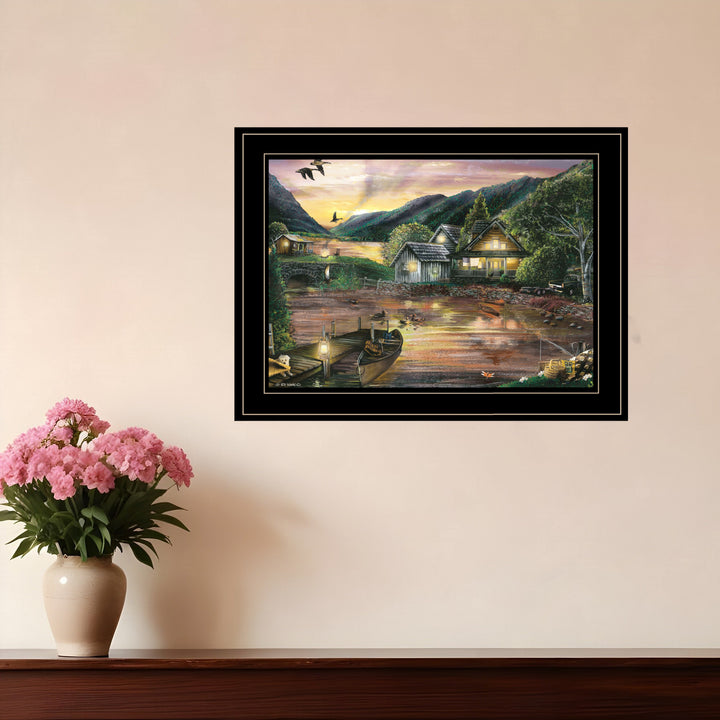 Lakefront Camping II 3 Black Framed Print Wall Art