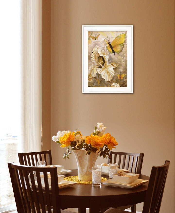 Flowers and Butterflies I 2 White Framed Print Wall Art