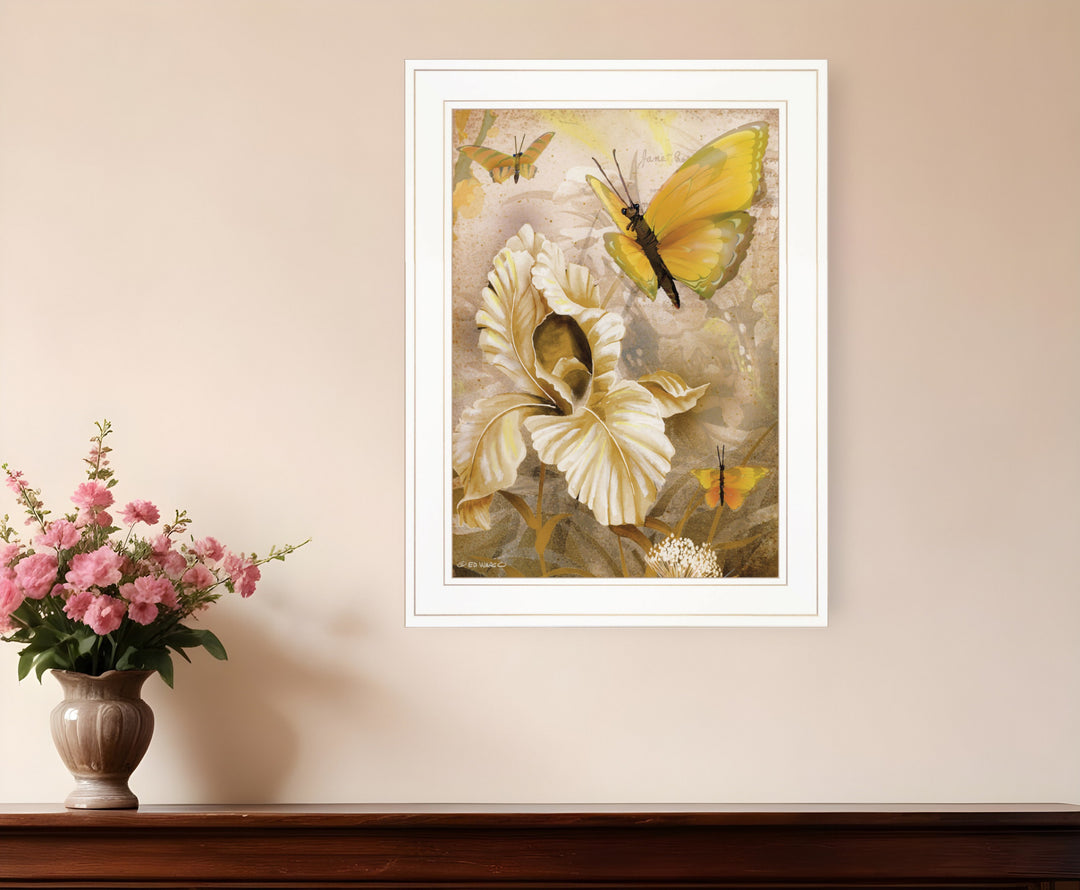 Flowers and Butterflies I 2 White Framed Print Wall Art