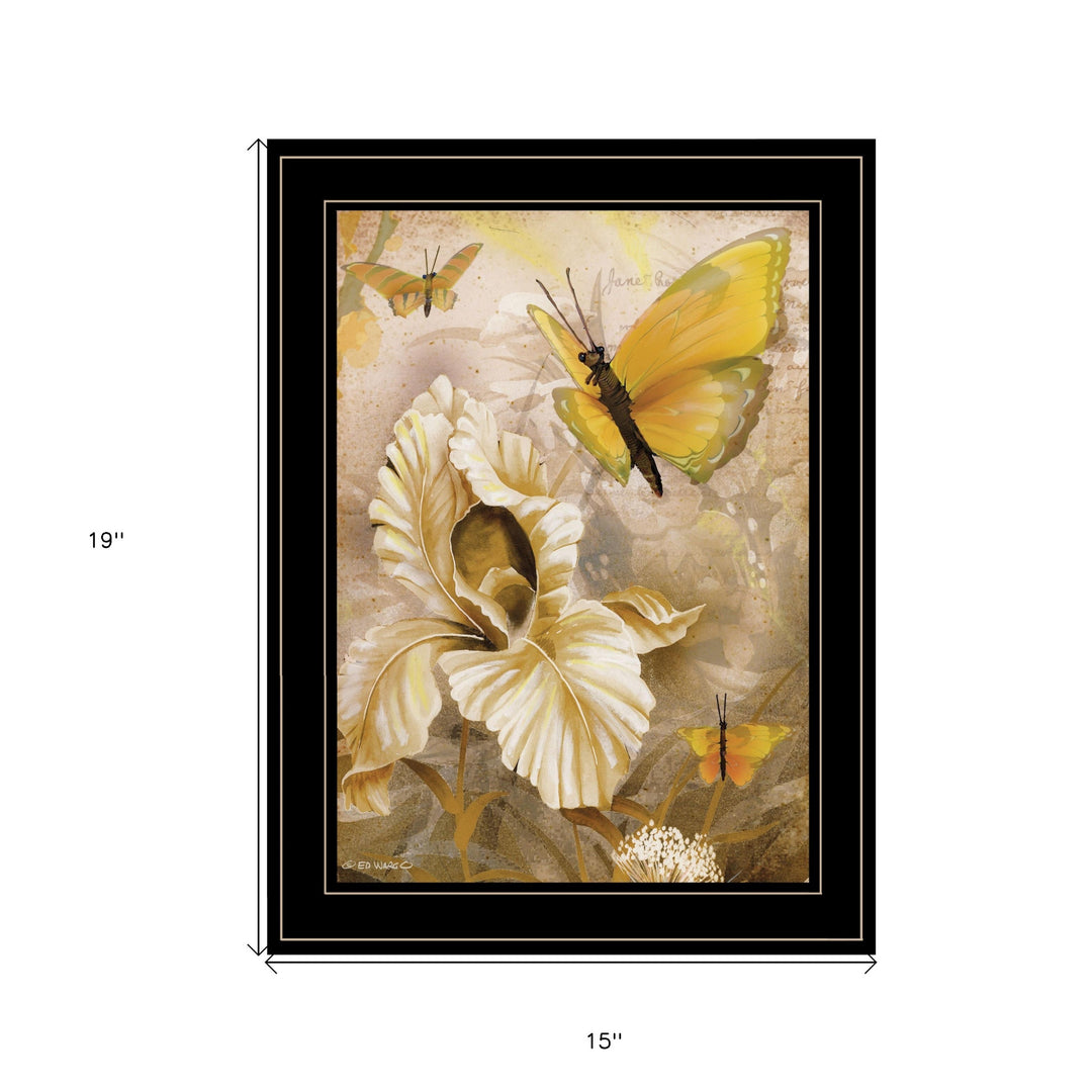 Flowers and Butterflies I 3 Black Framed Print Wall Art