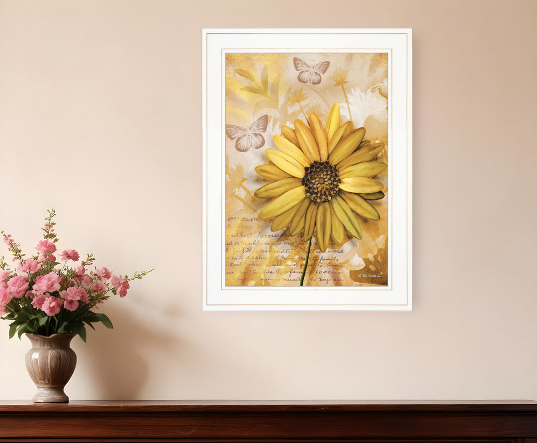 Flowers and Butterflies II 2 White Framed Print Wall Art