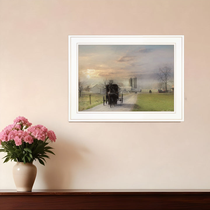 Morning Exercise 2 White Framed Print Wall Art