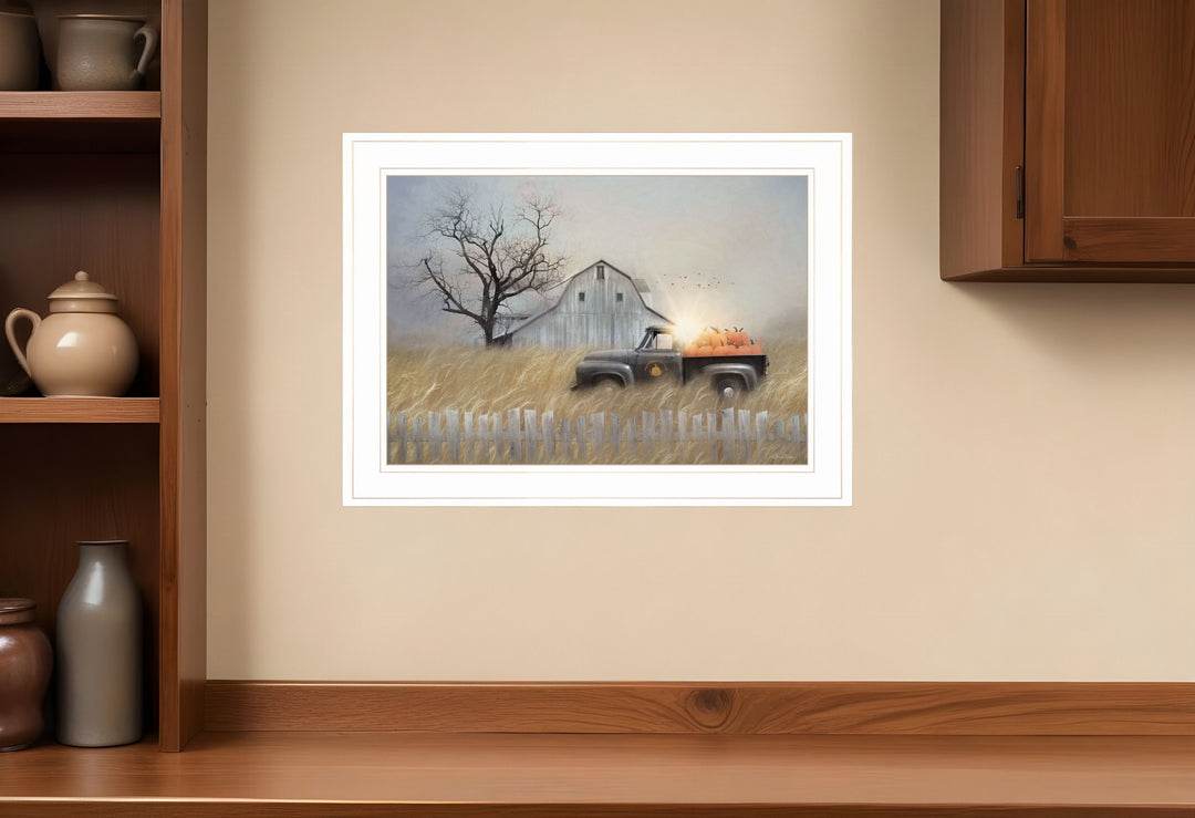 Fall Pumpkin Harvest 2 White Framed Print Kitchen Wall Art