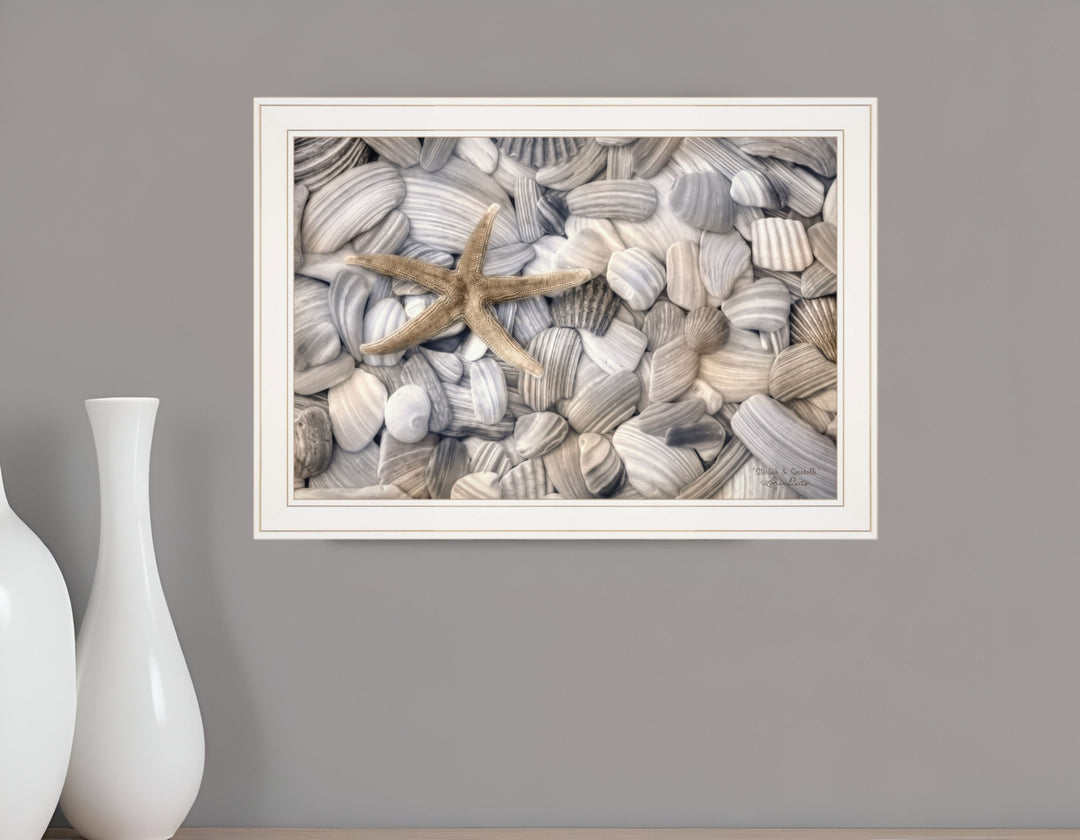 Starfish and Seashells 3 White Framed Print Wall Art