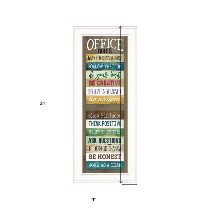 Office Rules 1 White Framed Print Wall Art