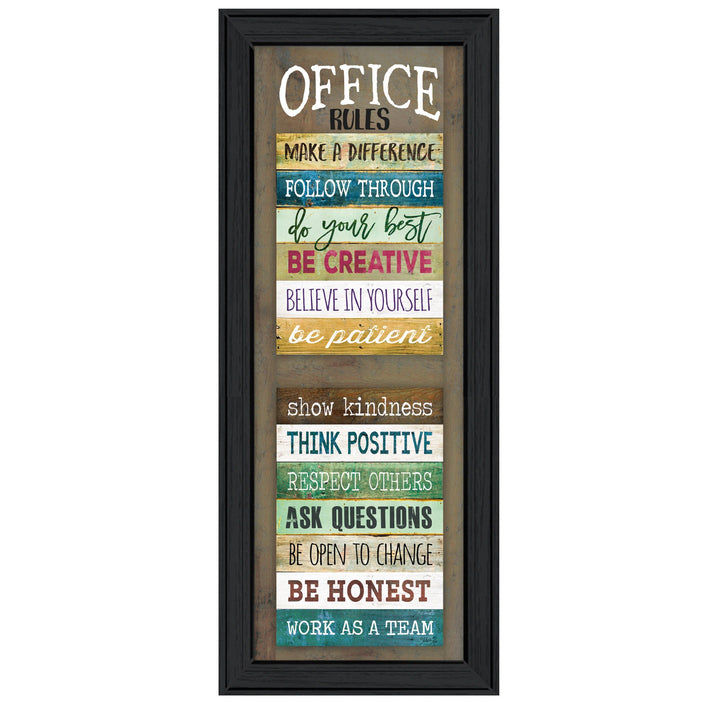 Office Rules 2 Black Framed Print Wall Art