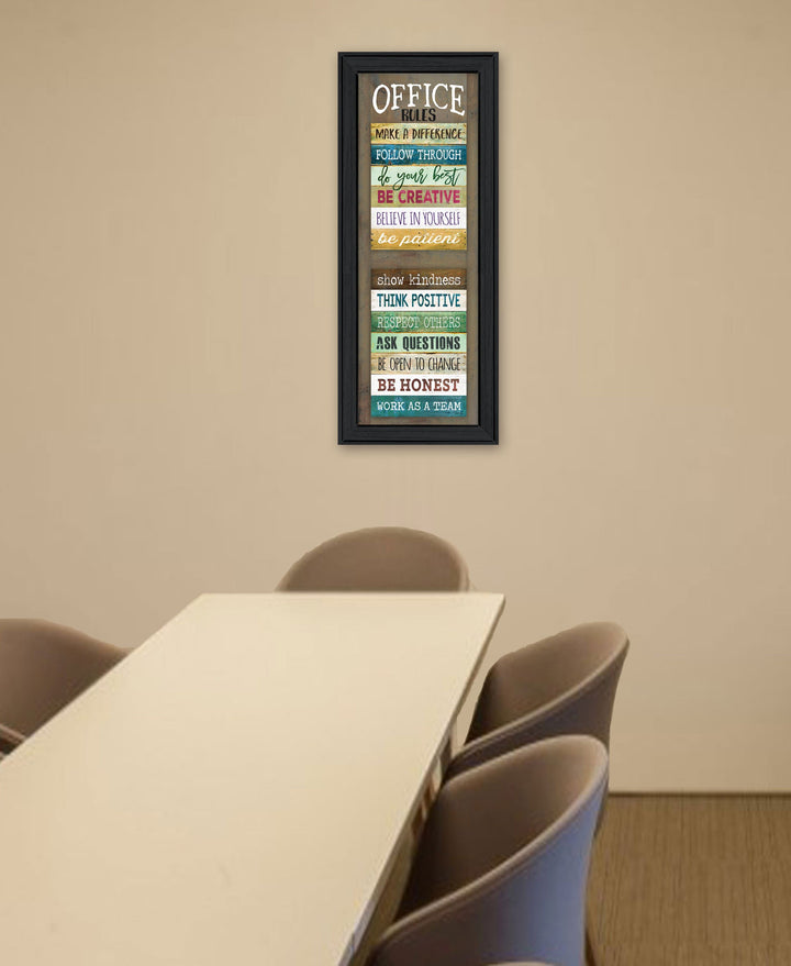 Office Rules 2 Black Framed Print Wall Art