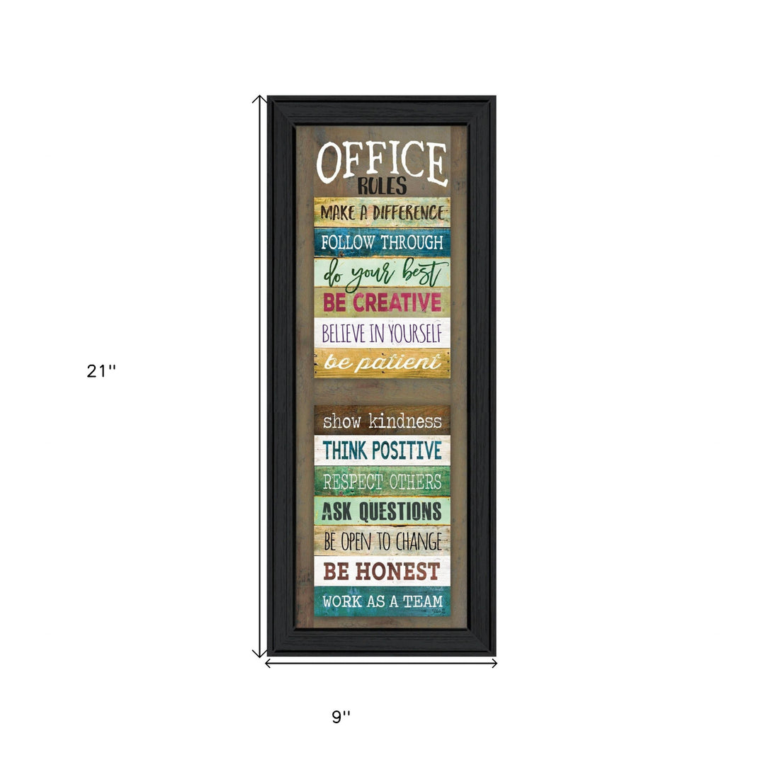 Office Rules 2 Black Framed Print Wall Art