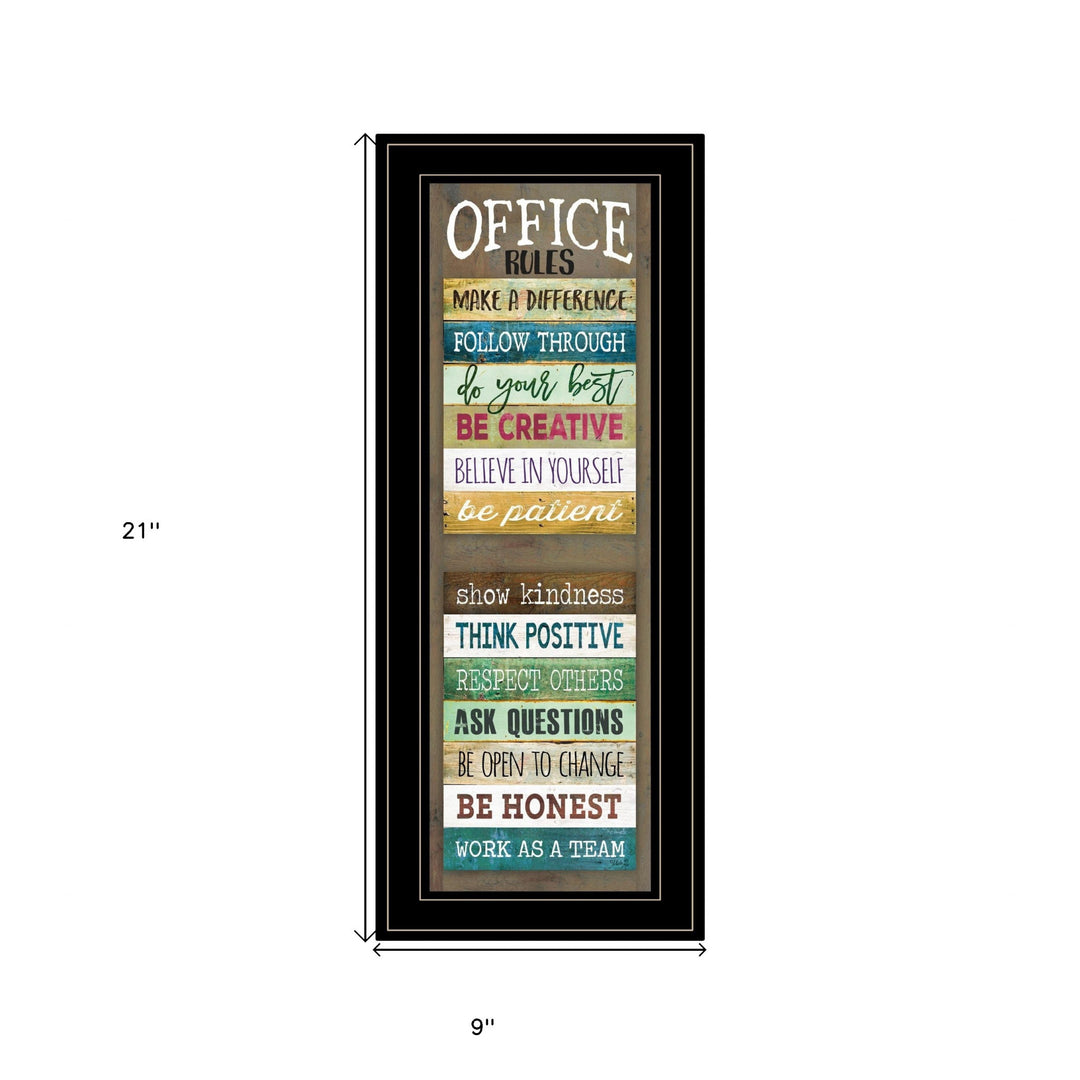 Office Rules 3 Black Framed Print Wall Art