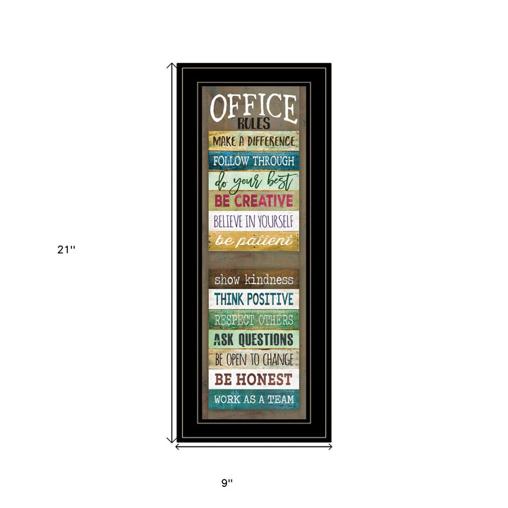 Office Rules 3 Black Framed Print Wall Art