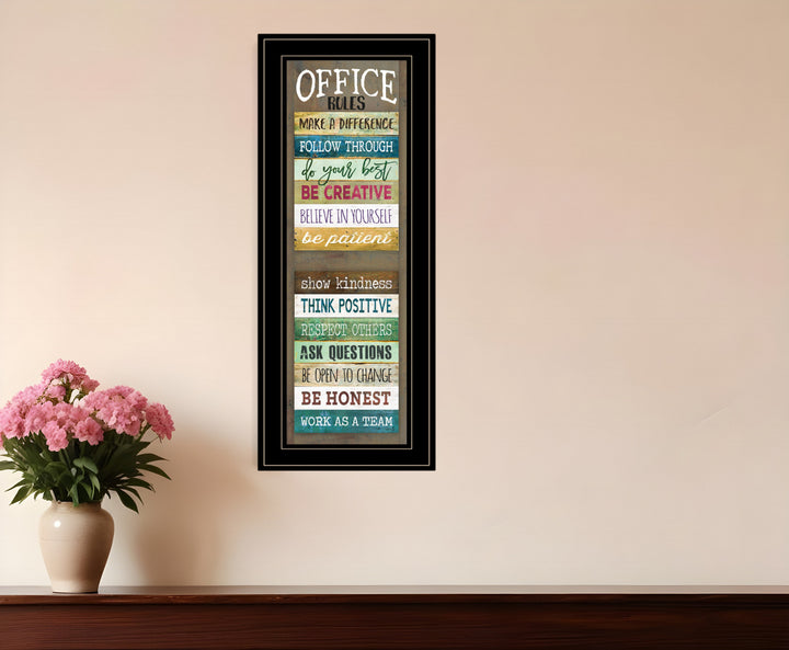 Office Rules 3 Black Framed Print Wall Art