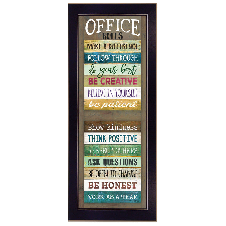 Office Rules 4 Black Framed Print Wall Art