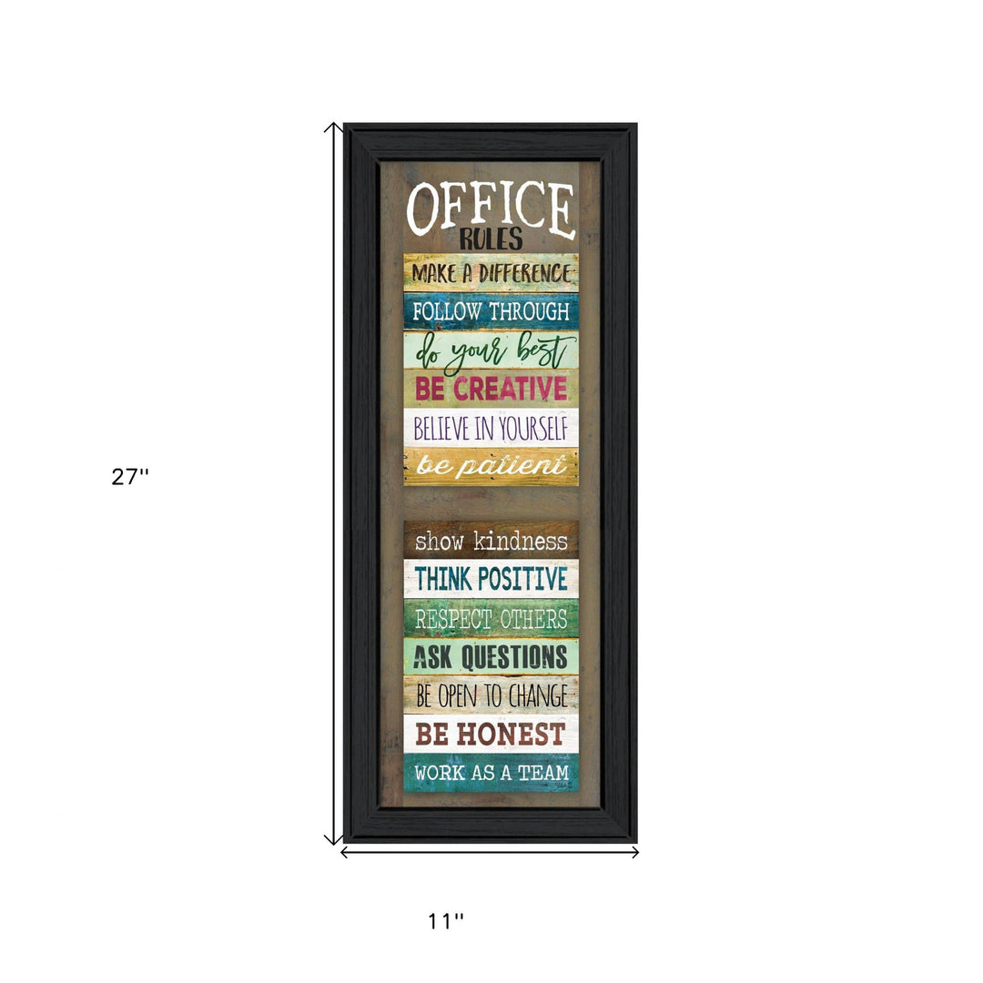 Office Rules 5 Black Framed Print Wall Art