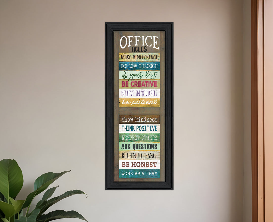 Office Rules 5 Black Framed Print Wall Art