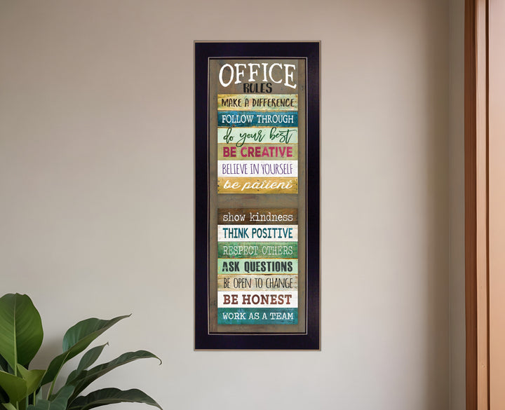 Office Rules 6 Black Framed Print Wall Art