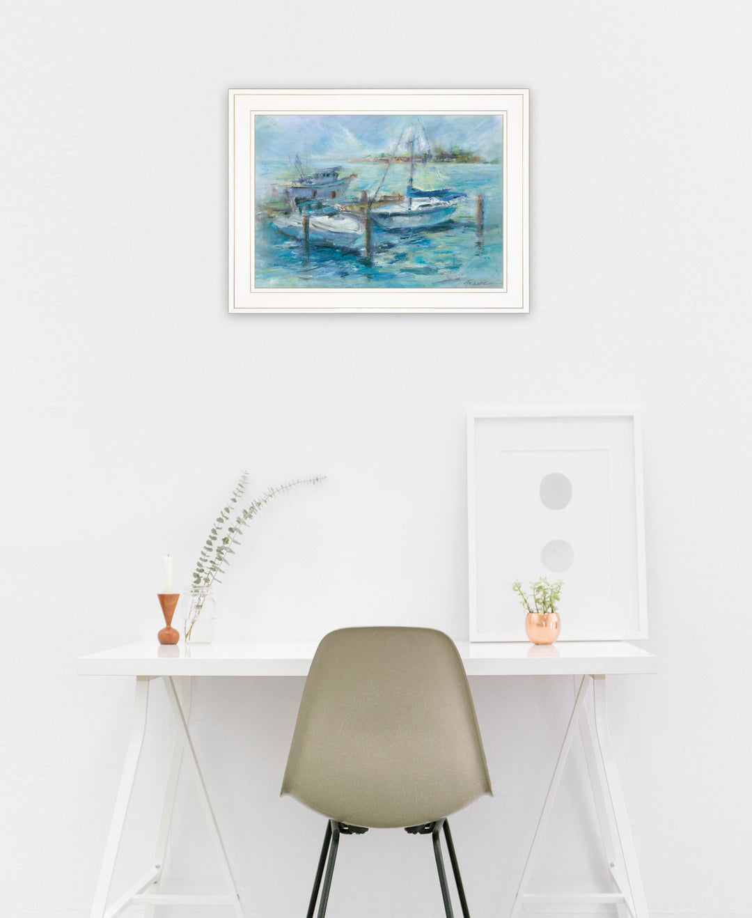 Dockside 2 White Framed Print Wall Art