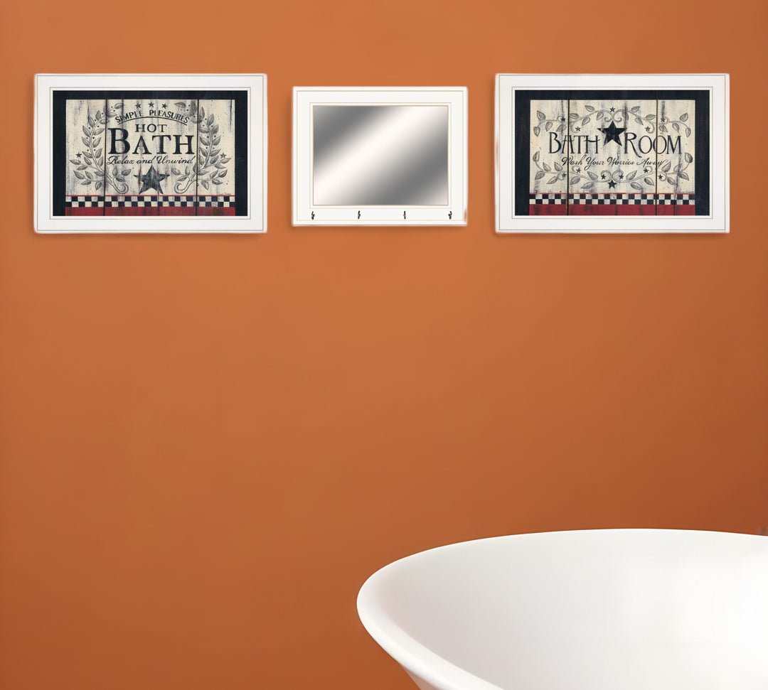 Set Of Three Hot Bath 15 White Framed Print Bathroom Wall Art