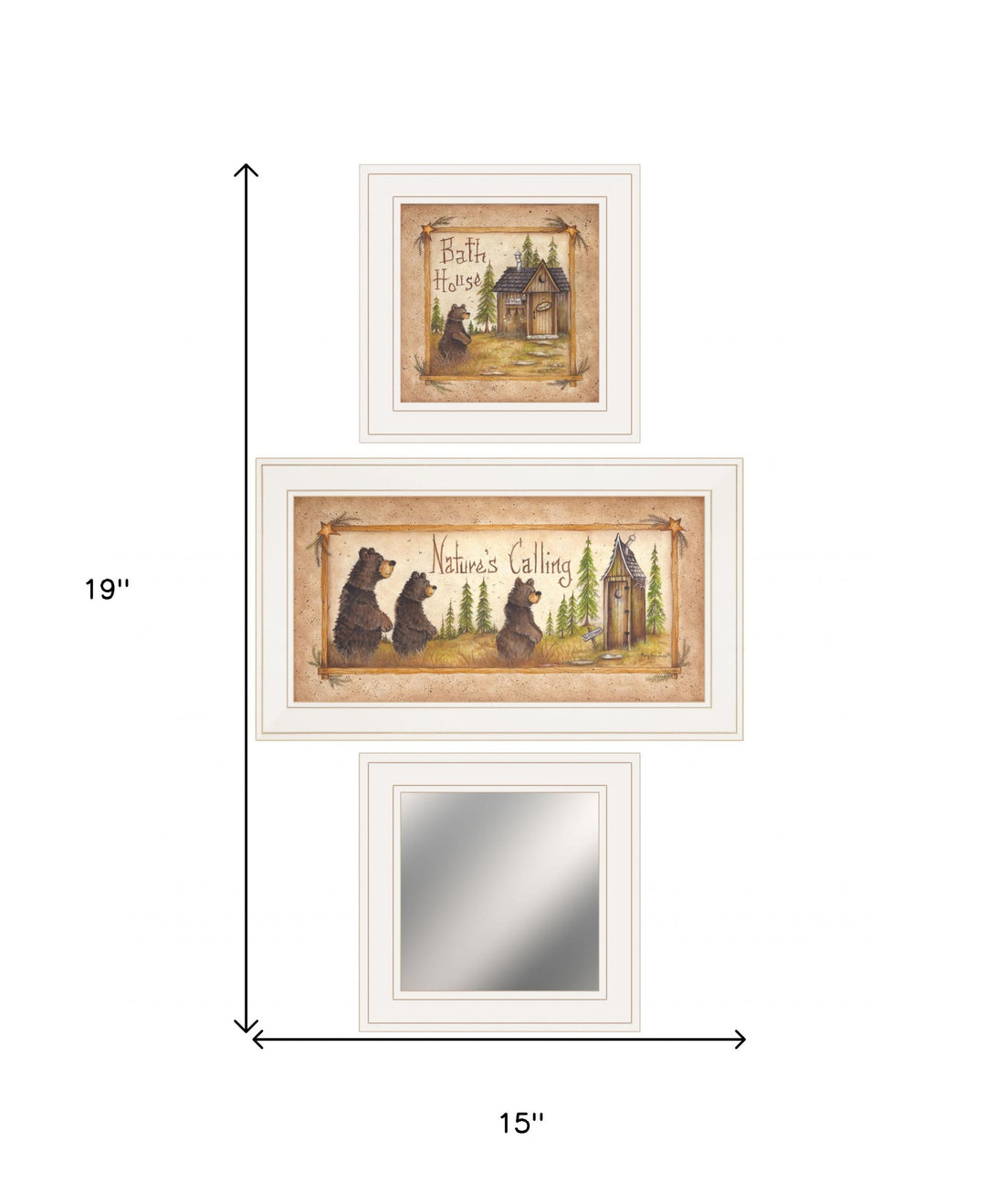 Set Of Three Nature Bath 4 White Framed Print Bathroom Wall Art