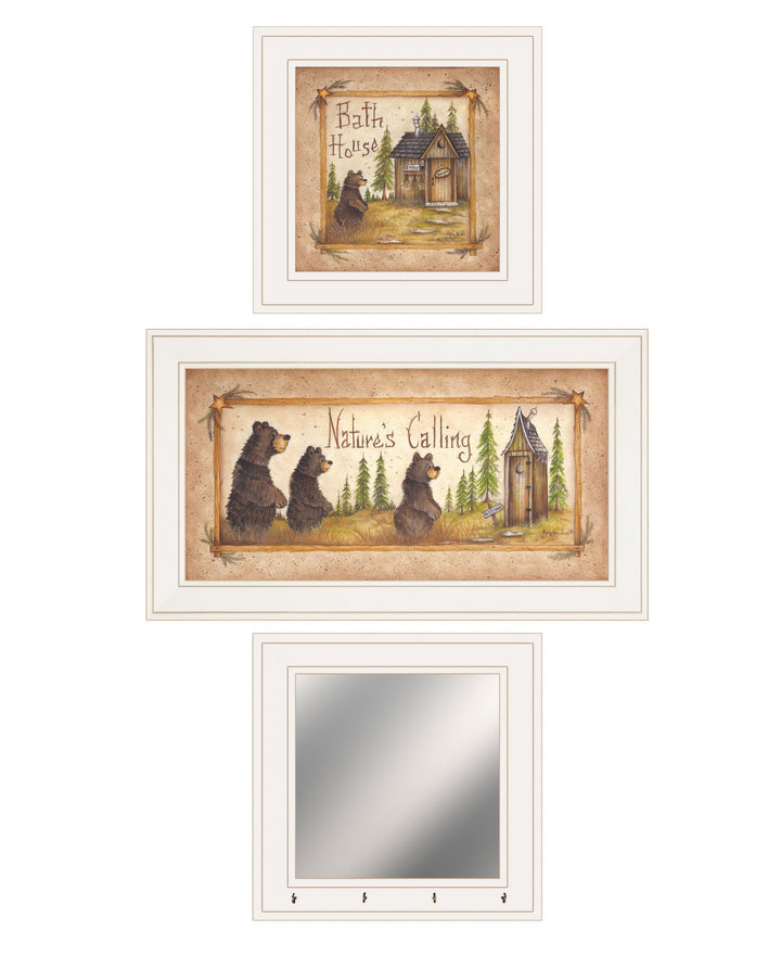 Set Of Three Nature Bath 1 White Framed Print Bathroom Wall Art