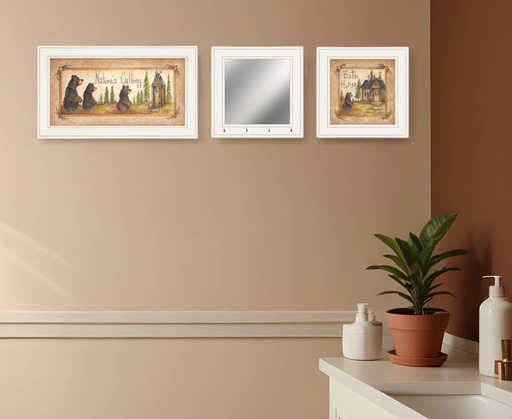 Set Of Three Nature Bath 1 White Framed Print Bathroom Wall Art