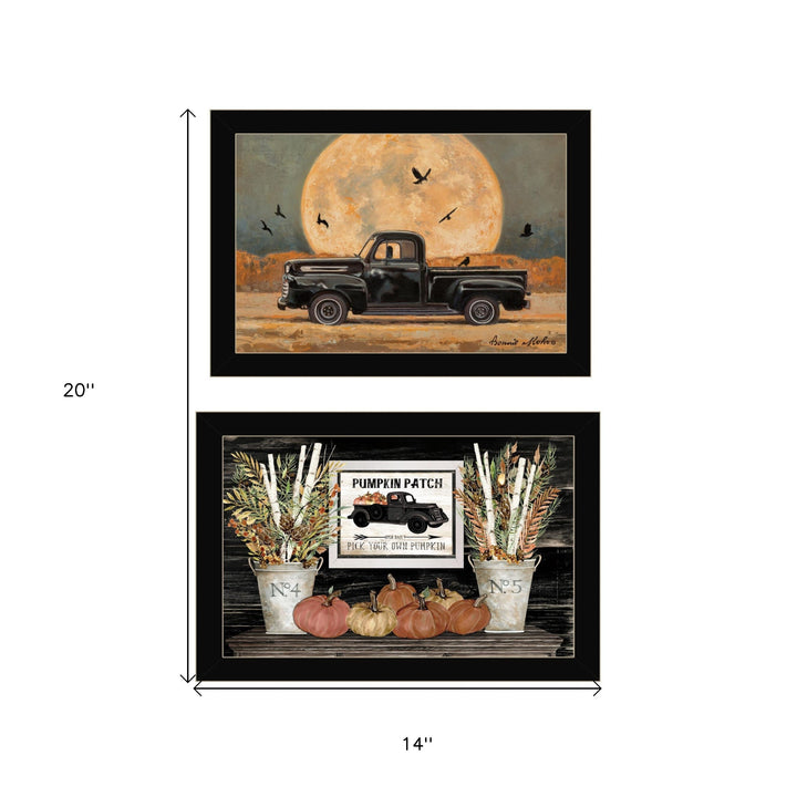 Set Of Two Harvest Moon 3 Black Framed Print Kitchen Wall Art