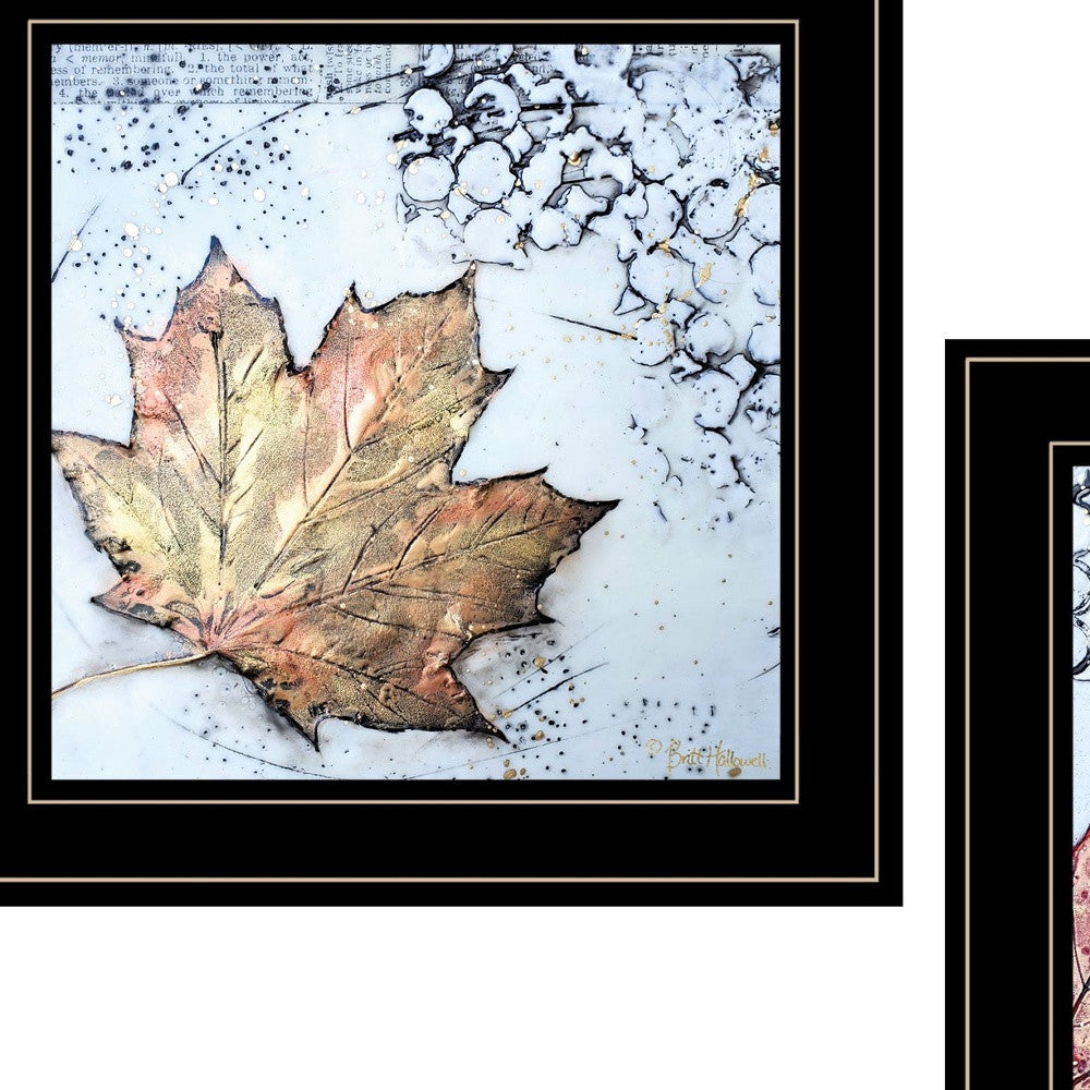 Set Of Two Channeling Fall Leaves Black Framed Print Wall Art