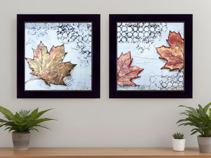 Set Of Two Channeling Fall Leaves I and III 3 Black Framed Print Wall Art