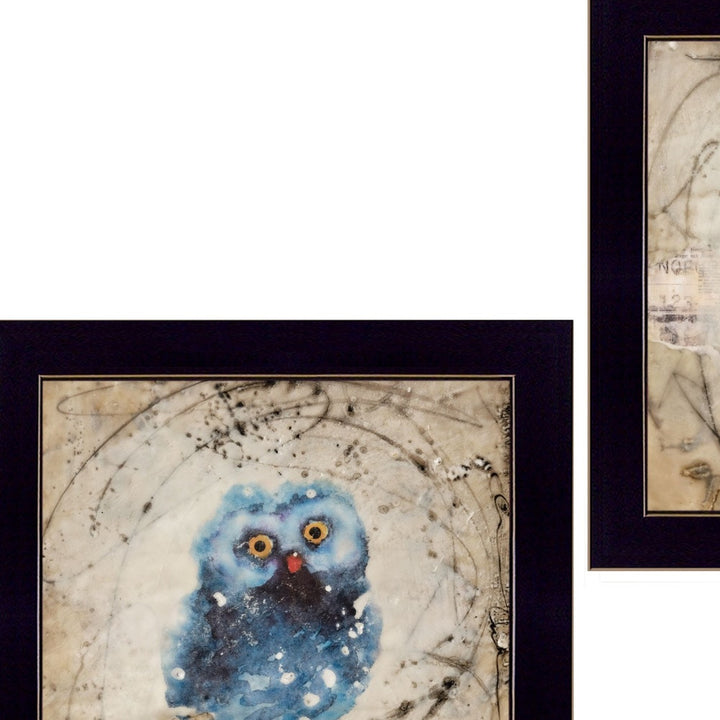 Set Of Two Wonder Years Owls Black Framed Print Wall Art