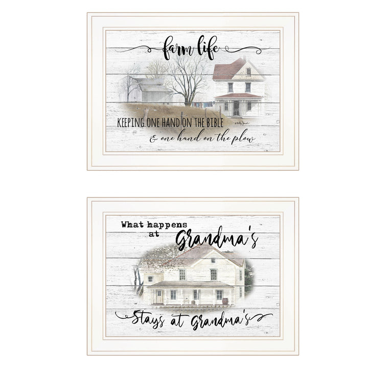 Set Of Two Stays at Grandmas 1 White Framed Print Wall Art