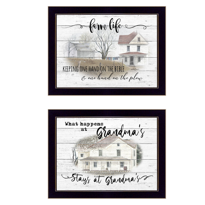 Set Of Two Stays at Grandmas Black Framed Print Wall Art