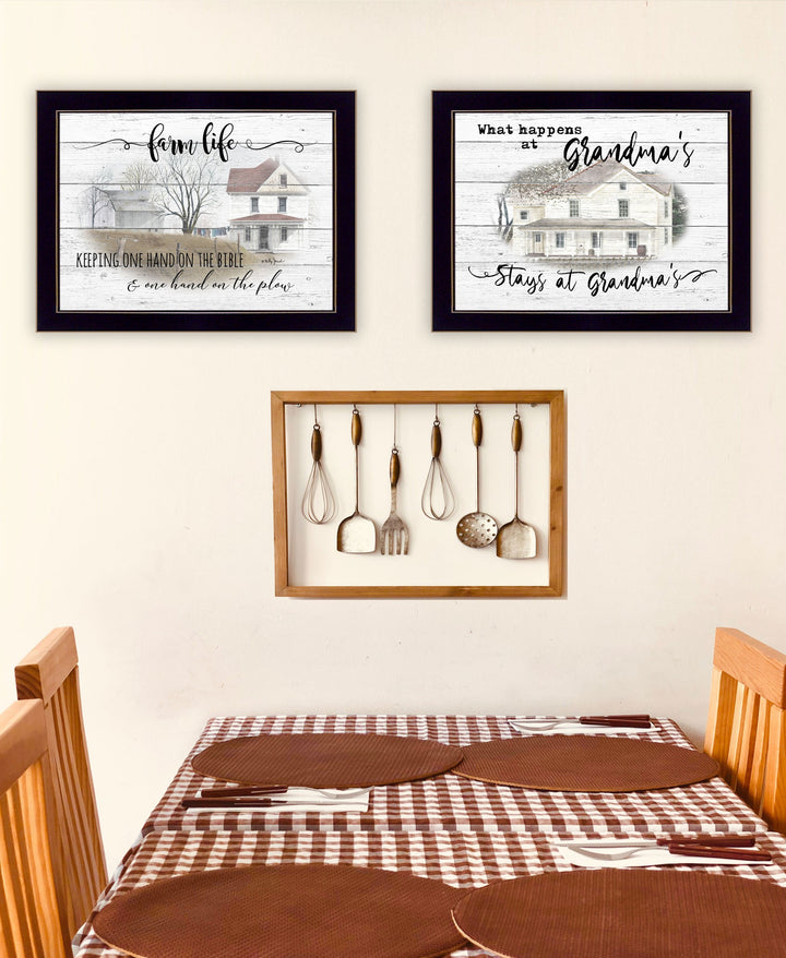 Set Of Two Stays at Grandmas Black Framed Print Wall Art