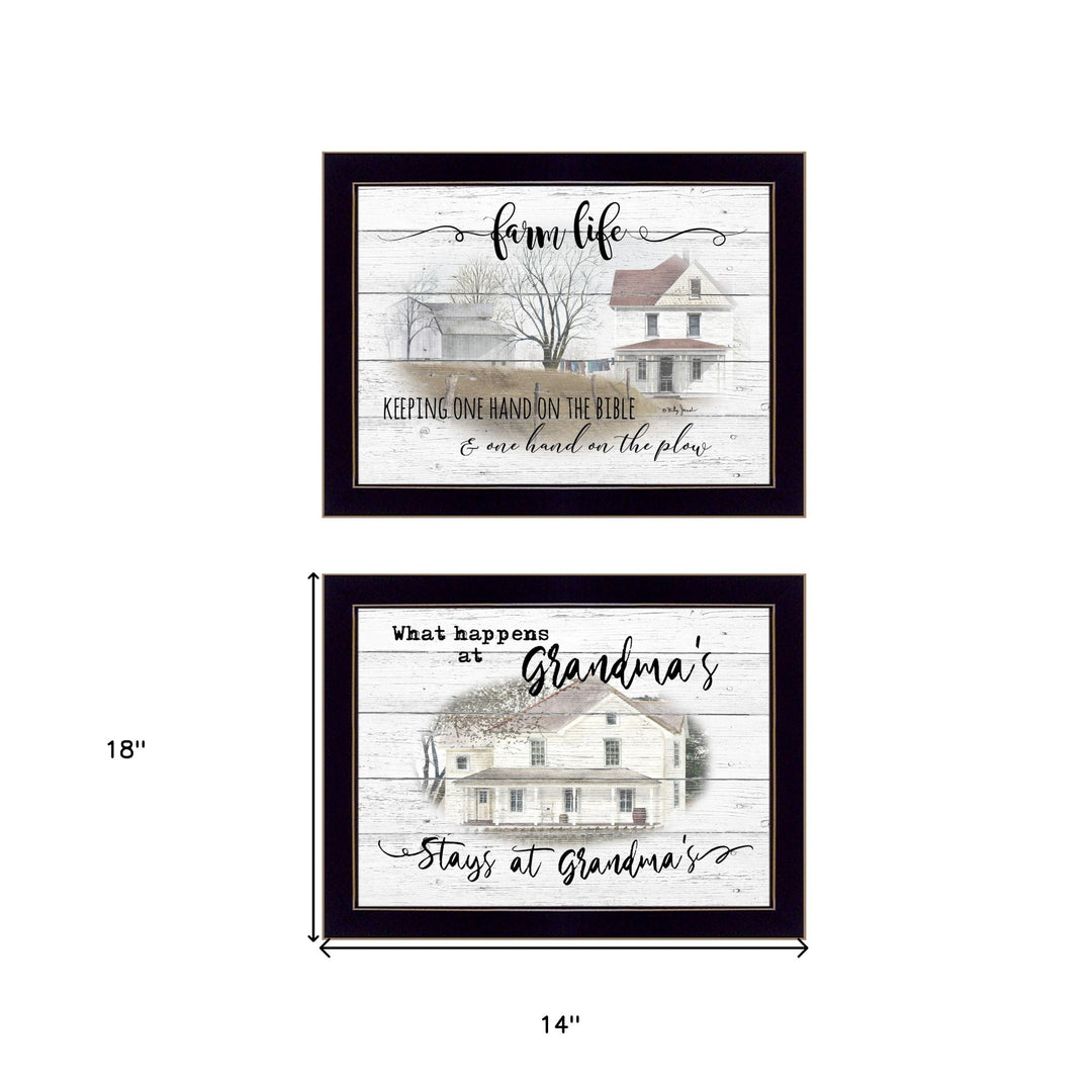 Set Of Two Stays at Grandmas Black Framed Print Wall Art