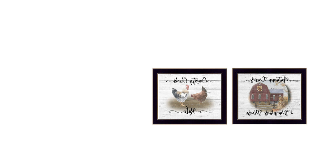 Set Of Two Country Living Black Framed Print Wall Art