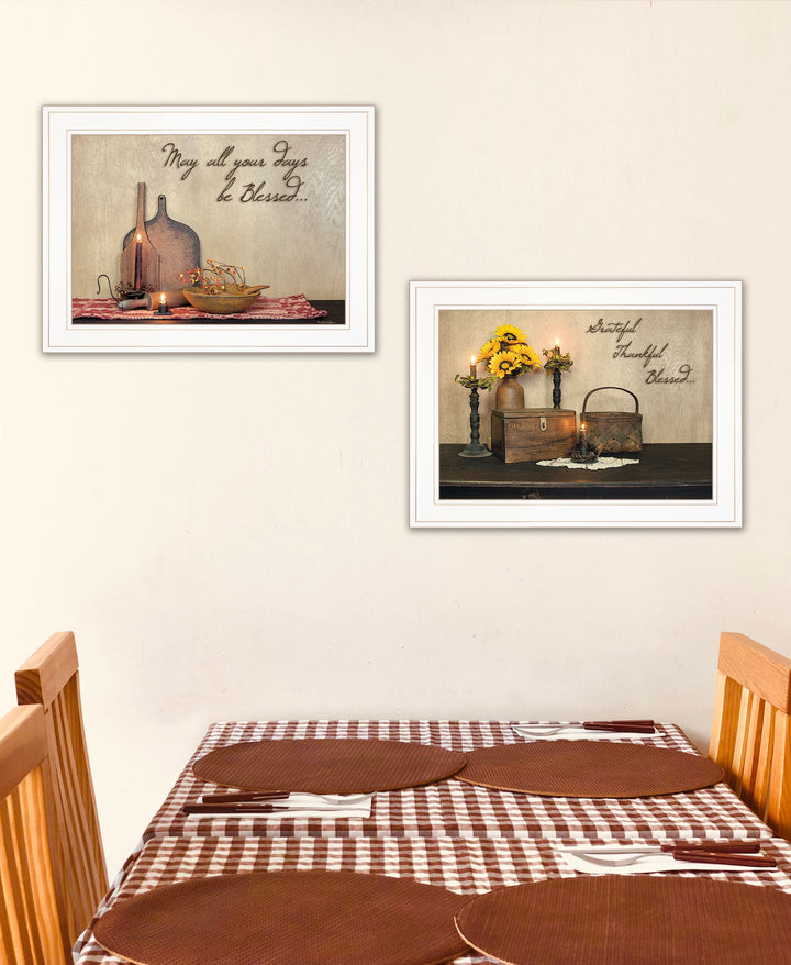 Set Of Two Twice Blessed 1 White Framed Print Wall Art