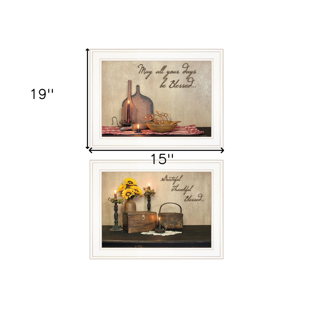 Set Of Two Twice Blessed 1 White Framed Print Wall Art