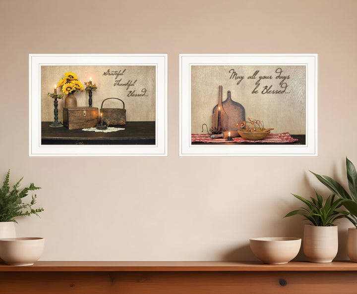 Set Of Two Twice Blessed 1 White Framed Print Wall Art