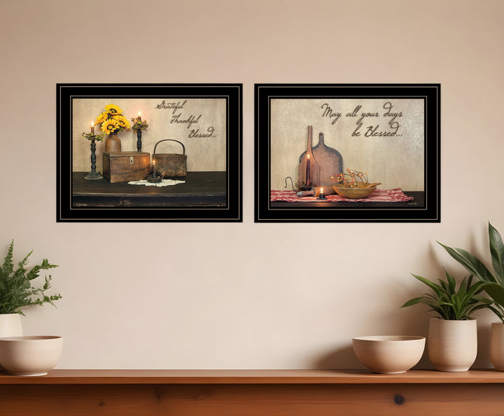 Set Of Two Twice Blessed 2 Black Framed Print Wall Art