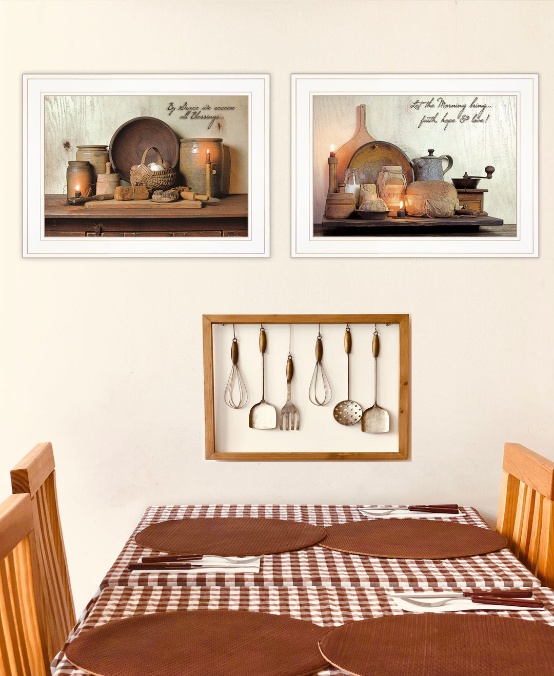 Set Of Two By Grace 1 White Framed Print Kitchen Wall Art