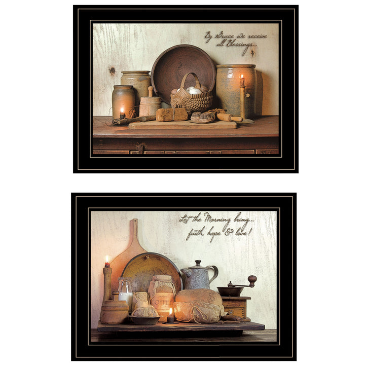 Set Of Two By Grace 2 Black Framed Print Kitchen Wall Art