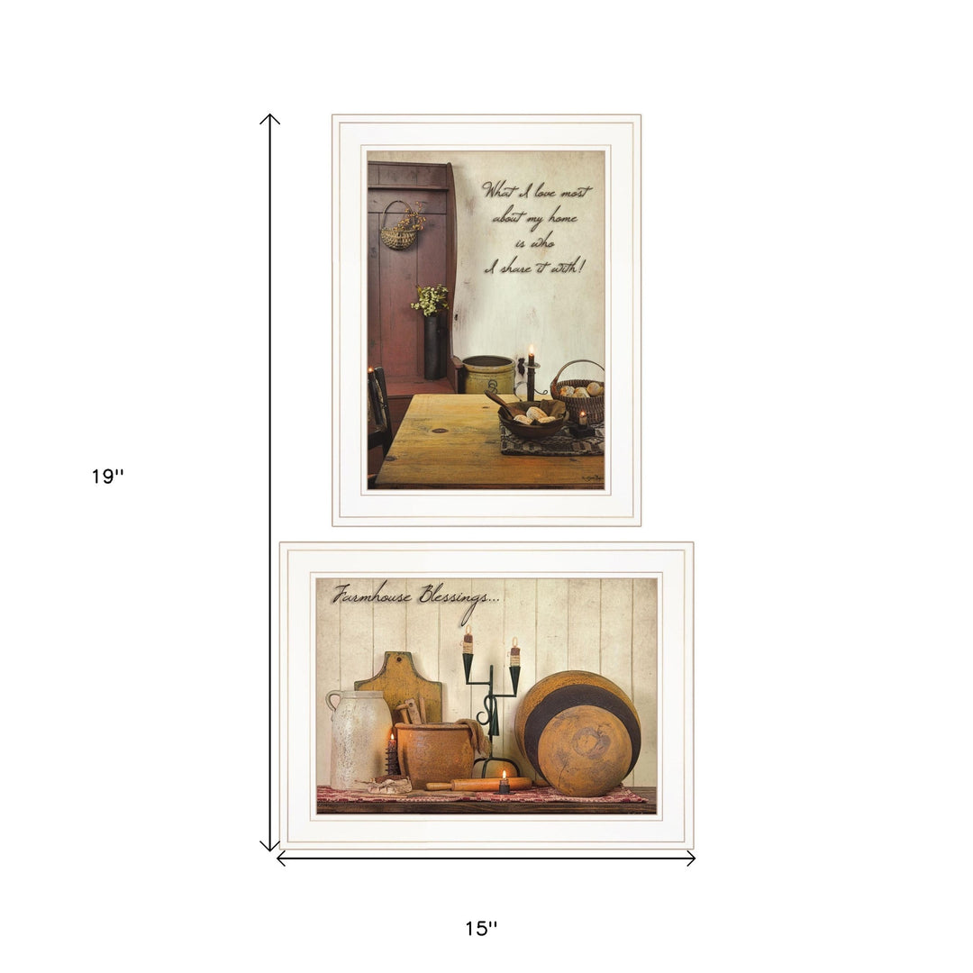 Set Of Two What I Love Most 1 White Framed Print Kitchen Wall Art