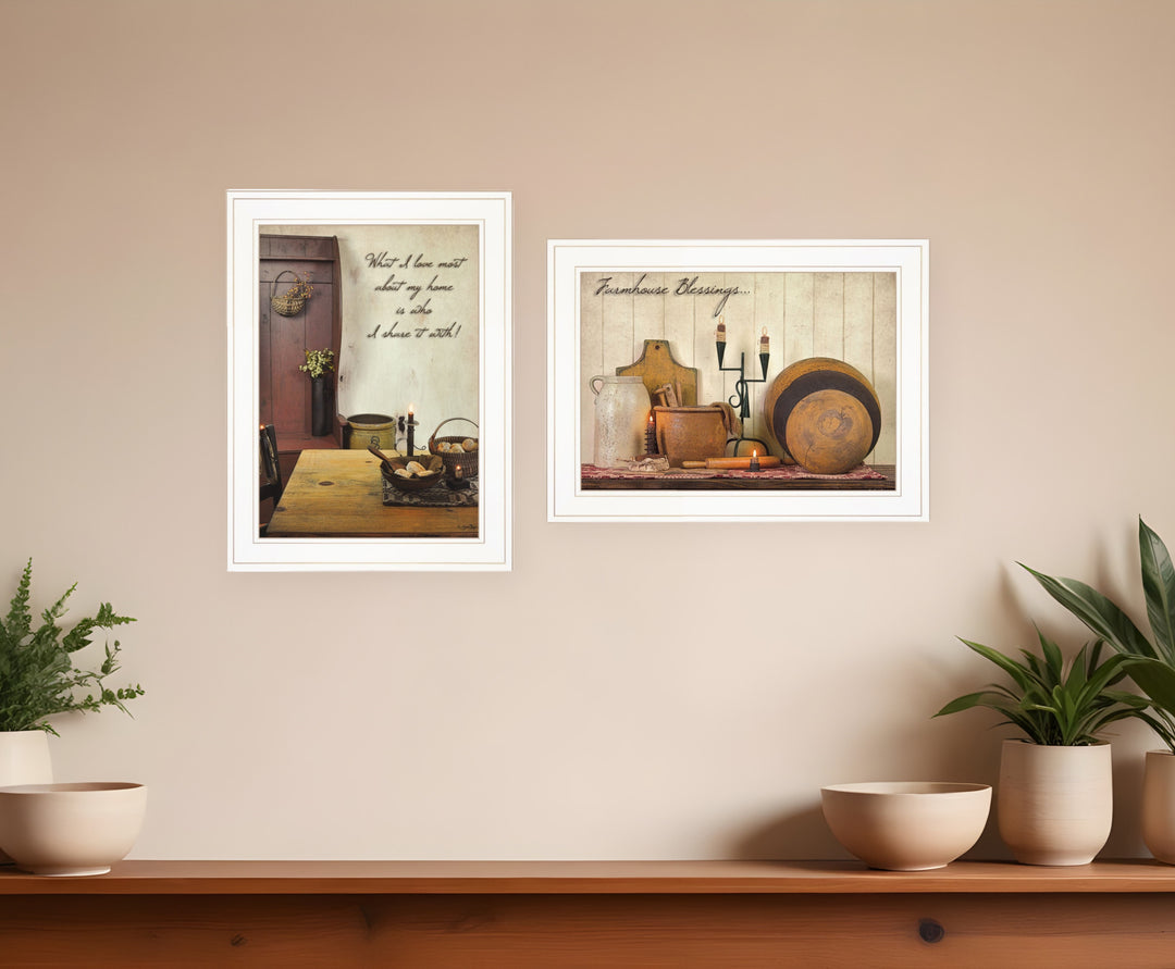 Set Of Two What I Love Most 1 White Framed Print Kitchen Wall Art